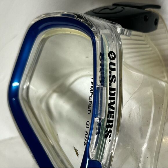 U.S Divers Tempered Glass Adjustable Scuba Goggles Blue & Clear Like New - Picture 10 of 10